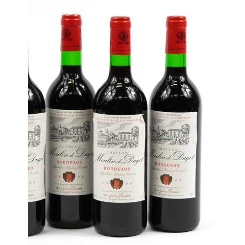 122 - Six bottles of 1999 Chateau Moulin de Dugot Bordeaux red wine