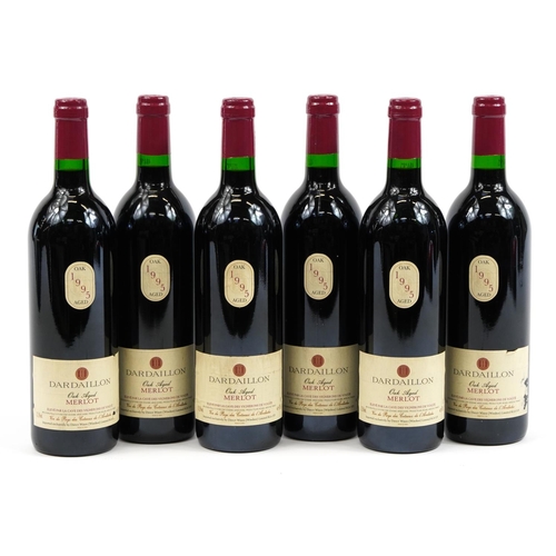 129 - Six bottles of 1995 Dardaillon Oak aged Merlot red wine