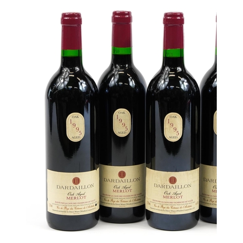 129 - Six bottles of 1995 Dardaillon Oak aged Merlot red wine