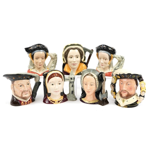 70 - Seven Royal Doulton character jugs comprising King Henry VIII D6888, Henry VIII D6642, Catherine How... 