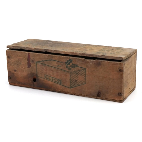 103 - Vintage Haig Whisky pine crate inscribed Don't be Vague for Christmas, 35.5cm wide