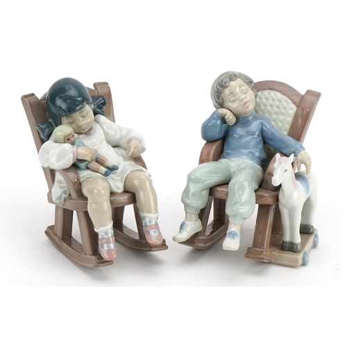 58 - Two Lladro figures of children in rocking chairs comprising Nap Time 5448 and All Tuckered Out 5846