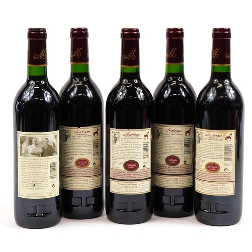 125 - Five bottles of 1997 Bernard Magrez Malesan Bordeaux red wine