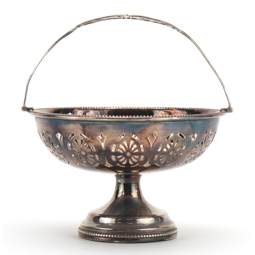 Marson & Jones, George V silver basket with swing handle and pierced ...