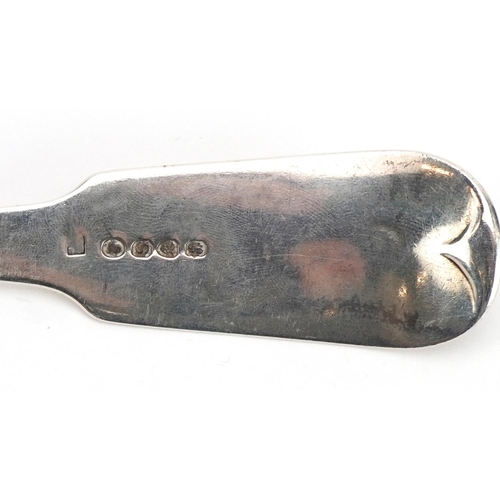 149 - George III silver ladle with engraved heraldic crest, London 1813, 31cm in length, 183.6g