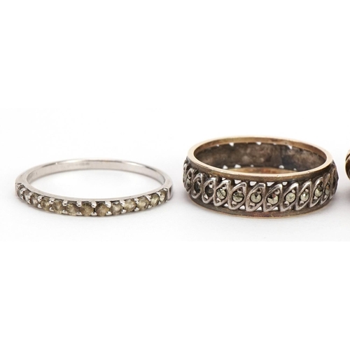 1572 - Antique and later jewellery comprising 9ct white gold half eternity ring, yellow metal love heart wa... 