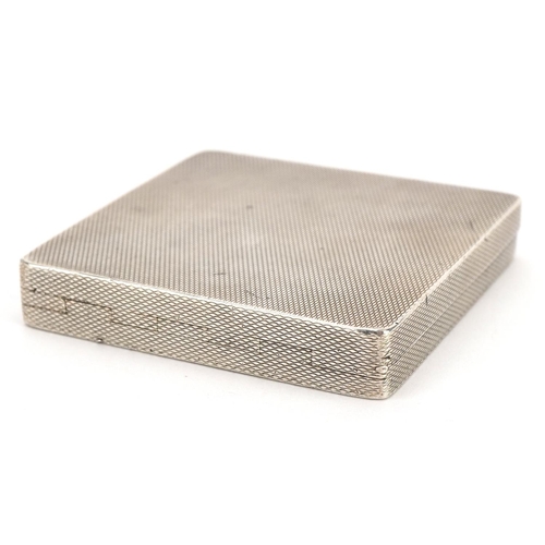 164 - Art Deco silver cigarette case with engine turned decoration and hinged lid, Birmingham 1930, 5.8cm ... 