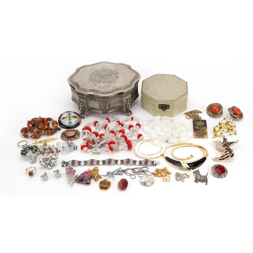 1617 - Vintage and later costume jewellery, some silver including rings, brooches, earrings and a rock crys... 