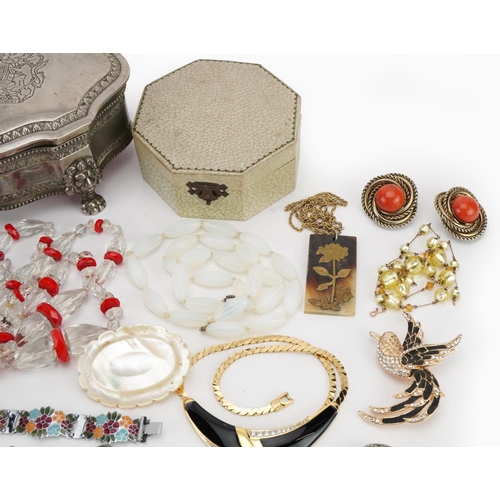 1617 - Vintage and later costume jewellery, some silver including rings, brooches, earrings and a rock crys... 