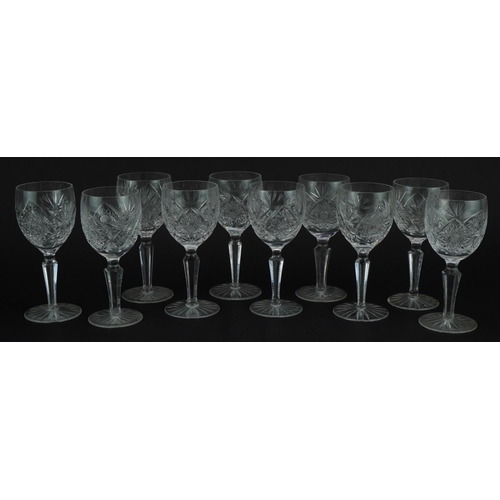 95 - Set of ten cut crystal glasses, 15.5cm high