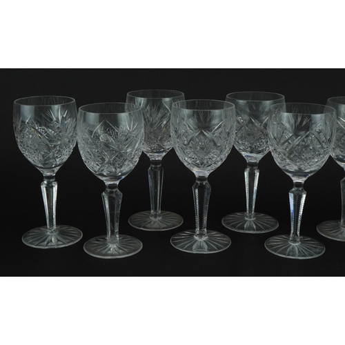 95 - Set of ten cut crystal glasses, 15.5cm high
