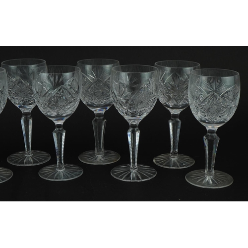 95 - Set of ten cut crystal glasses, 15.5cm high