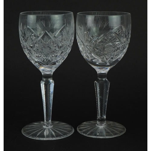 95 - Set of ten cut crystal glasses, 15.5cm high