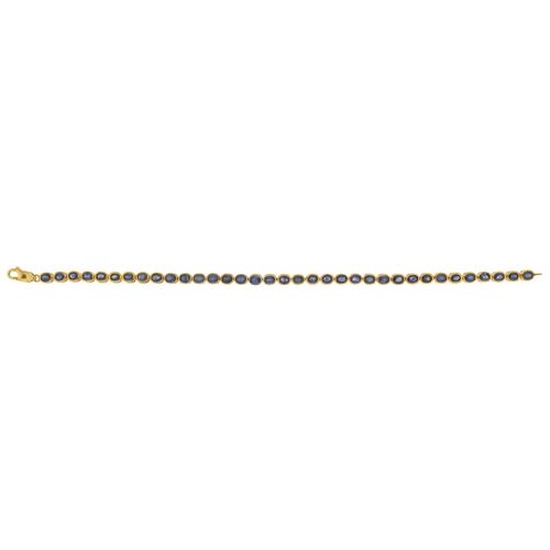 1071 - 9ct gold sapphire line bracelet, 20cm in length, 10.3g