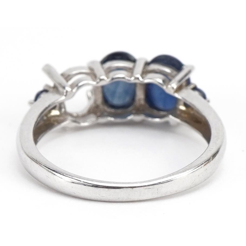 1530 - 9ct white gold cabochon sapphire ring and a 9ct Belcher link chain, the ring size N, total 7.2g