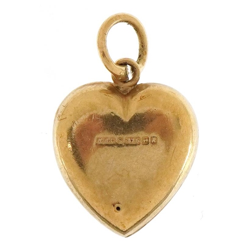 1284 - 9ct gold I Love You charm, 1.6cm high, 0.9g