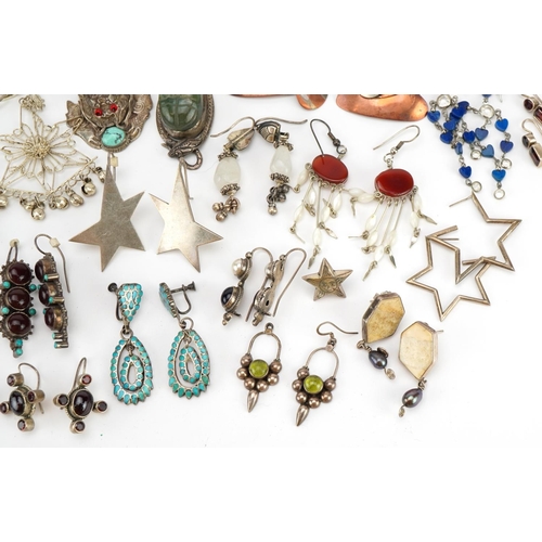 1609 - Silver and white jewellery including necklaces, earrings and pendants, some set with semi precious s... 