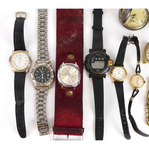 1615 - Vintage and later ladies and gentlemen's wristwatches including a silver half hunter pocket watch, O... 