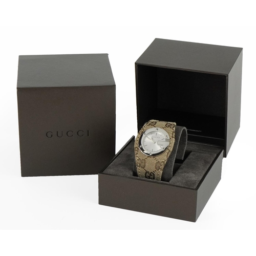 1506 - Gucci, ladies Gucci Bandeau wristwatch numbered 104 with Gucci box, overall 38mm wide