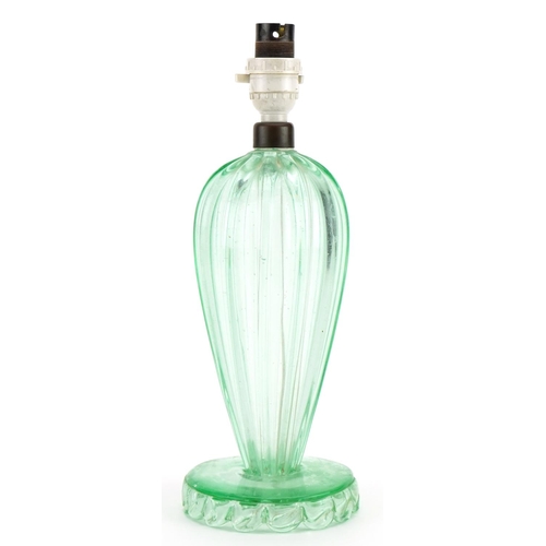 100 - Vintage Murano green glass table lamp, 33.5cm high