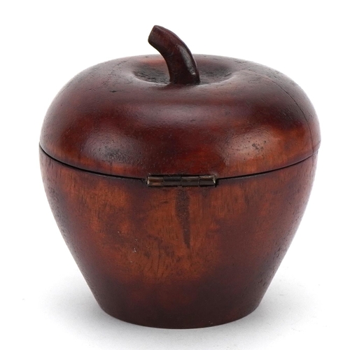 421 - George III style treen tea caddy in the form of an apple, 12.5cm high