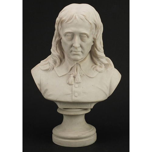 284 - Large carved marble bust of John Milton, 33cm high