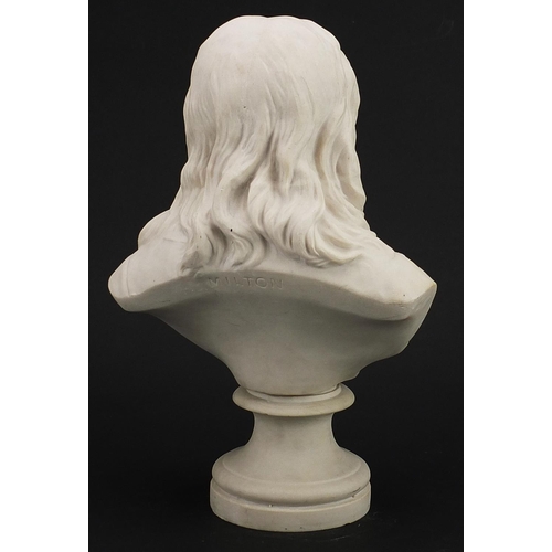 284 - Large carved marble bust of John Milton, 33cm high