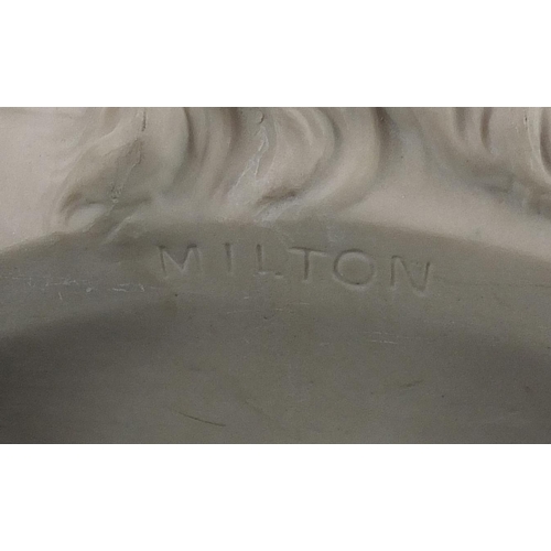 284 - Large carved marble bust of John Milton, 33cm high