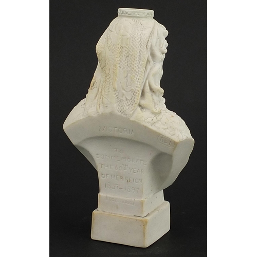 285 - Robinson & Leadbeater parian ware bust of Queen Victoria commemorating the 60th year of her reign, 1... 