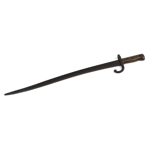 1782 - French military interest bayonet, indistinct impressed numbers, 68cm in length