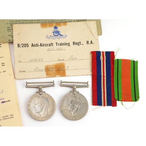 1755 - British military World War II medal group relating to Ernest Willam James Bartlett including two med... 