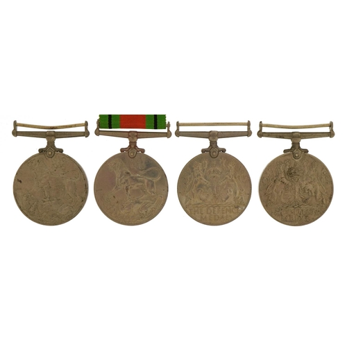 1759 - Four British military World War II medals comprising two 1939-1945 Defence medals and two War medals