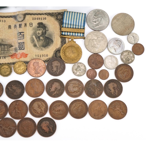 1941 - British and world coinage and a United Nations Service medal with box, including 1951 Festival of Br... 