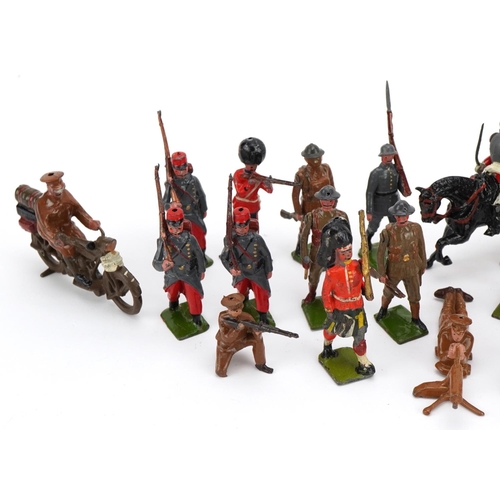 1455 - Group of hand painted lead military figures and soldiers including some Britains, the largest 7.5cm ... 