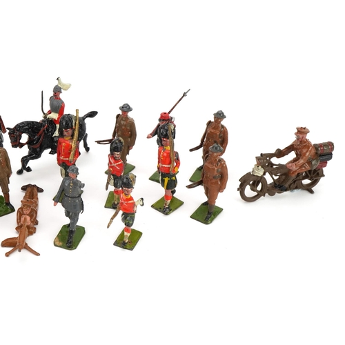 1455 - Group of hand painted lead military figures and soldiers including some Britains, the largest 7.5cm ... 