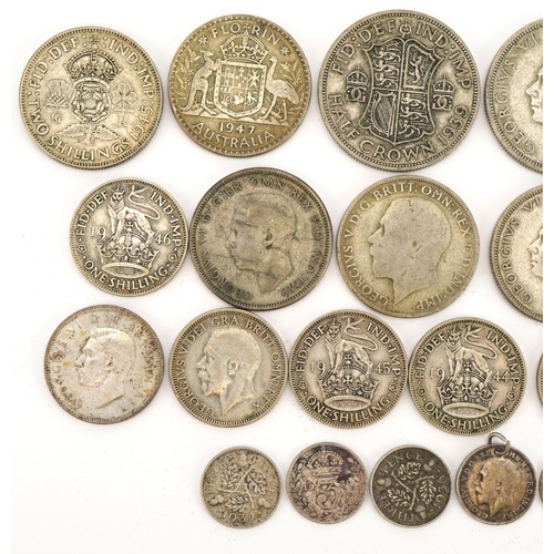 1908 - British pre 1947 coinage including half crowns, shillings and sixpences, 160.2g