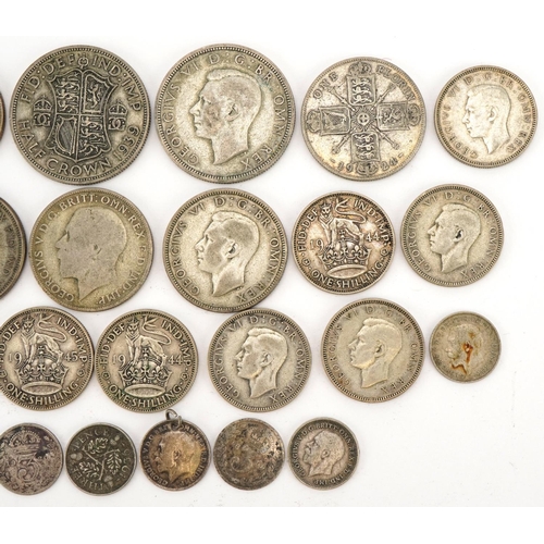 1908 - British pre 1947 coinage including half crowns, shillings and sixpences, 160.2g