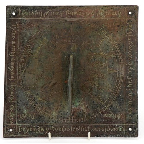 81 - Antique cast metal sundial engraved William Paget London Fooit, 25.5cm x 25.5cm