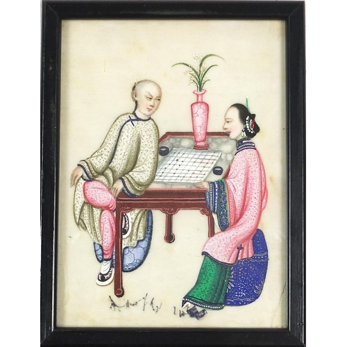 133A - Empresses and attendants, set of five Chinese watercolours on pith paper, framed and glazed, each 14... 