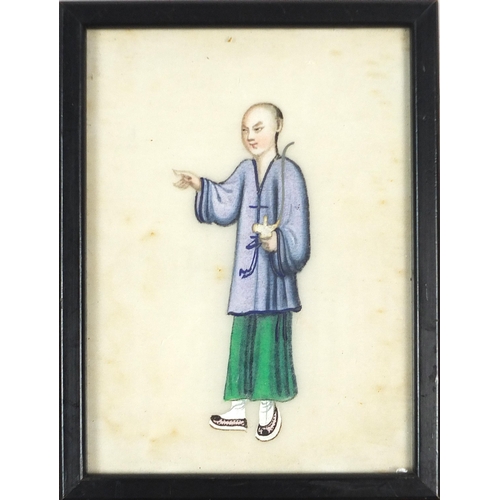 133A - Empresses and attendants, set of five Chinese watercolours on pith paper, framed and glazed, each 14... 