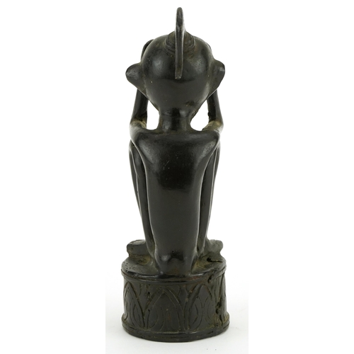 487 - Tribal interest patinated bronze fertility figure, 19cm high