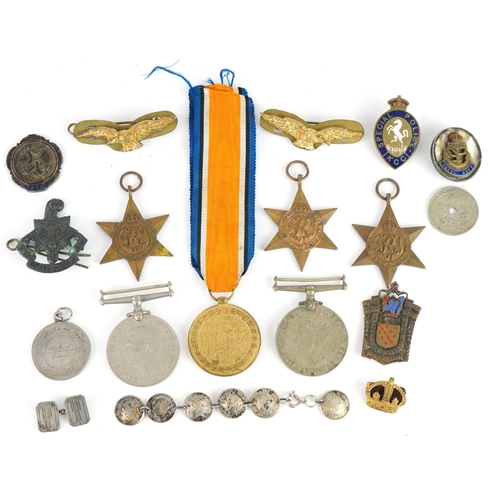 1760 - British militaria including World War Victory medal awarded to 51225.PTE.W.H.FOSTER.NORTH'DFUS. and ... 