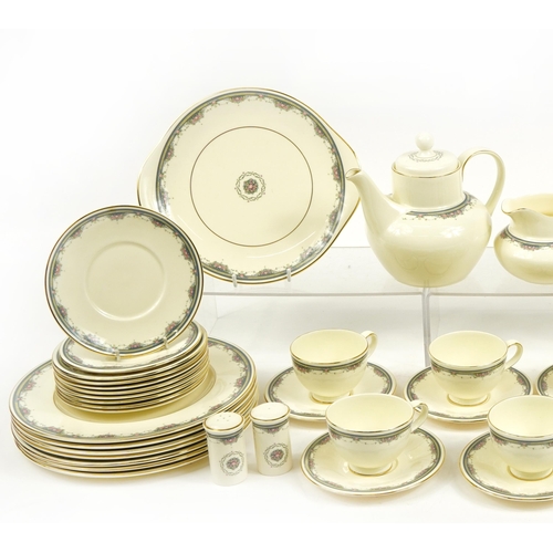 1246 - Royal Doulton Albany dinner and teaware including teapot, plates and trios, the largest each approxi... 