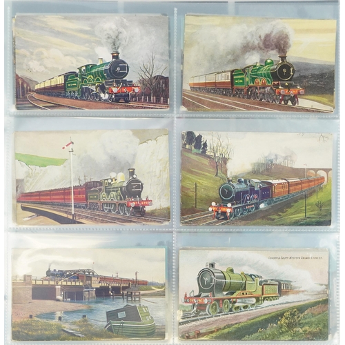 1950 - Collection of railway locomotive postcards arranged in an album including Arthur Dixon and British S... 