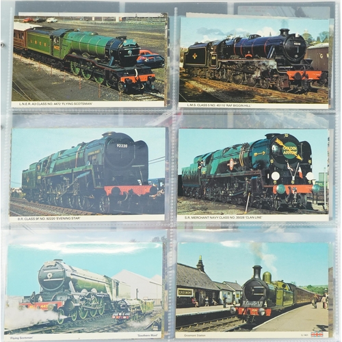 1950 - Collection of railway locomotive postcards arranged in an album including Arthur Dixon and British S... 