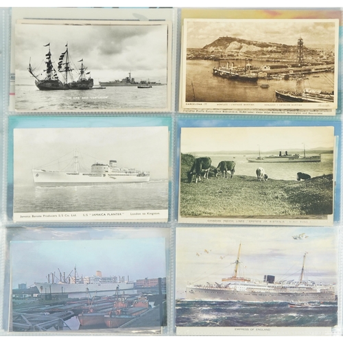 1951 - Collection of shipping interest postcards arranged in an album