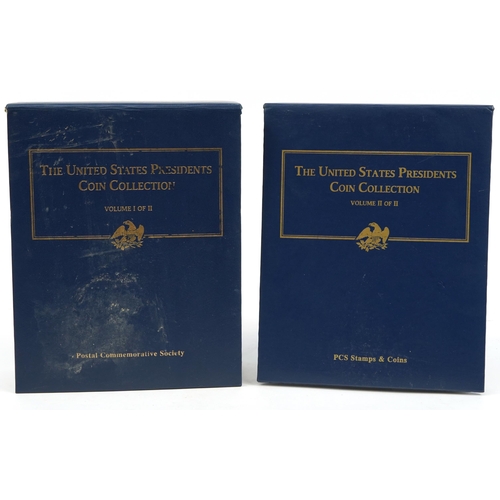 1898 - The United States Presidents coin collection arranged in two albums comprising volumes one and two