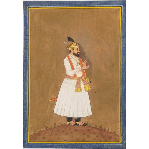 234 - Portrait of a gentleman wearing traditional dress, Indian Mughal school watercolour on card, unframe... 