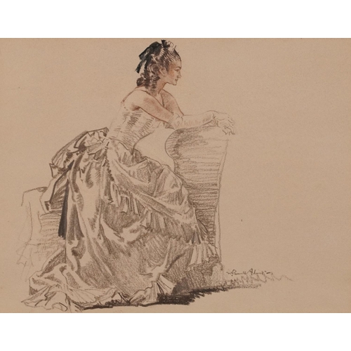 30 - Sir William Russell Flint - Full length portrait of Gay Rosalinda, mid 20th century sanguine chalk d... 