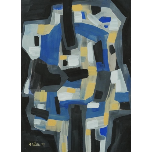 1698 - Manner of Raoul Ubac - Abstract composition, geometric shapes, French school gouache, mounted, frame... 